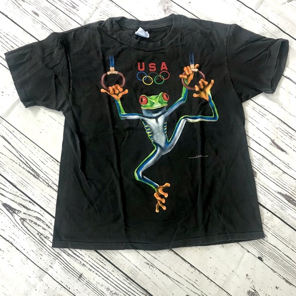 Vintage Other - Vintage 1990’s Frog Olympics black T-shirt tee